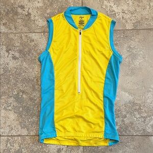 Hind Yellow and Blue Sleeveless Cycling Top